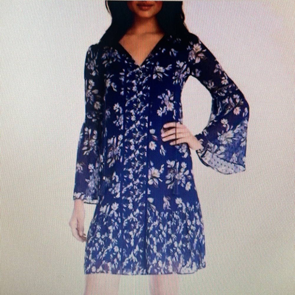 White House Black Market Lace Inset Floral Dress